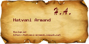 Hatvani Armand névjegykártya